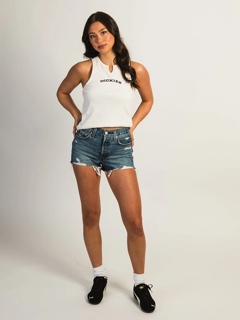 DICKIES V-NECK TANK TOP - EGRET