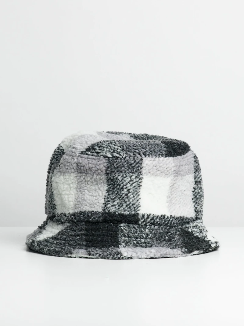 DLG BUCKET HAT - BLACK/WHITE PLAID SHERPA CLEARANCE
