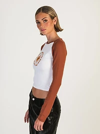 DAISY STREET LTD CONTRAST SLEEVE RAGLAN TOP - CLEARANCE