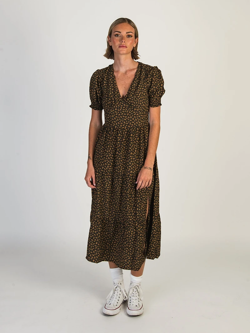 DAISY STREET LTD TIERED MIDI FLORAL DRESS - CLEARANCE