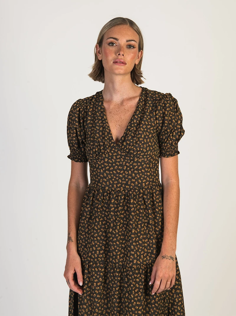 DAISY STREET LTD TIERED MIDI FLORAL DRESS - CLEARANCE