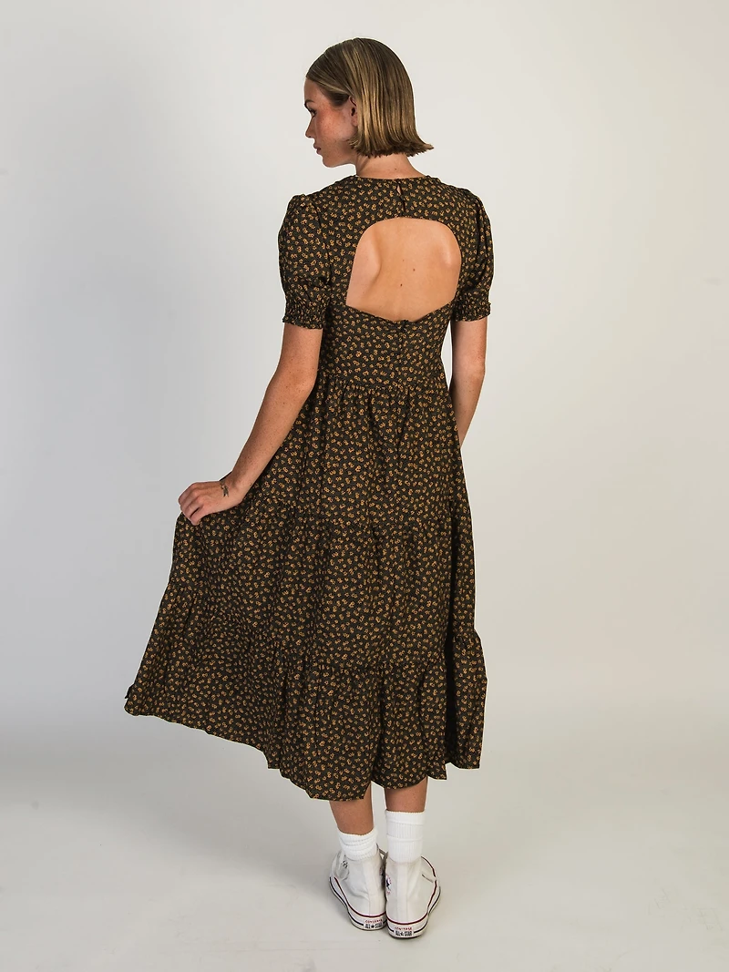 DAISY STREET LTD TIERED MIDI FLORAL DRESS - CLEARANCE