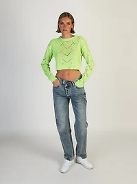DAISY STREET LTD CROCHET KNIT BOXY JUMPER - CLEARANCE