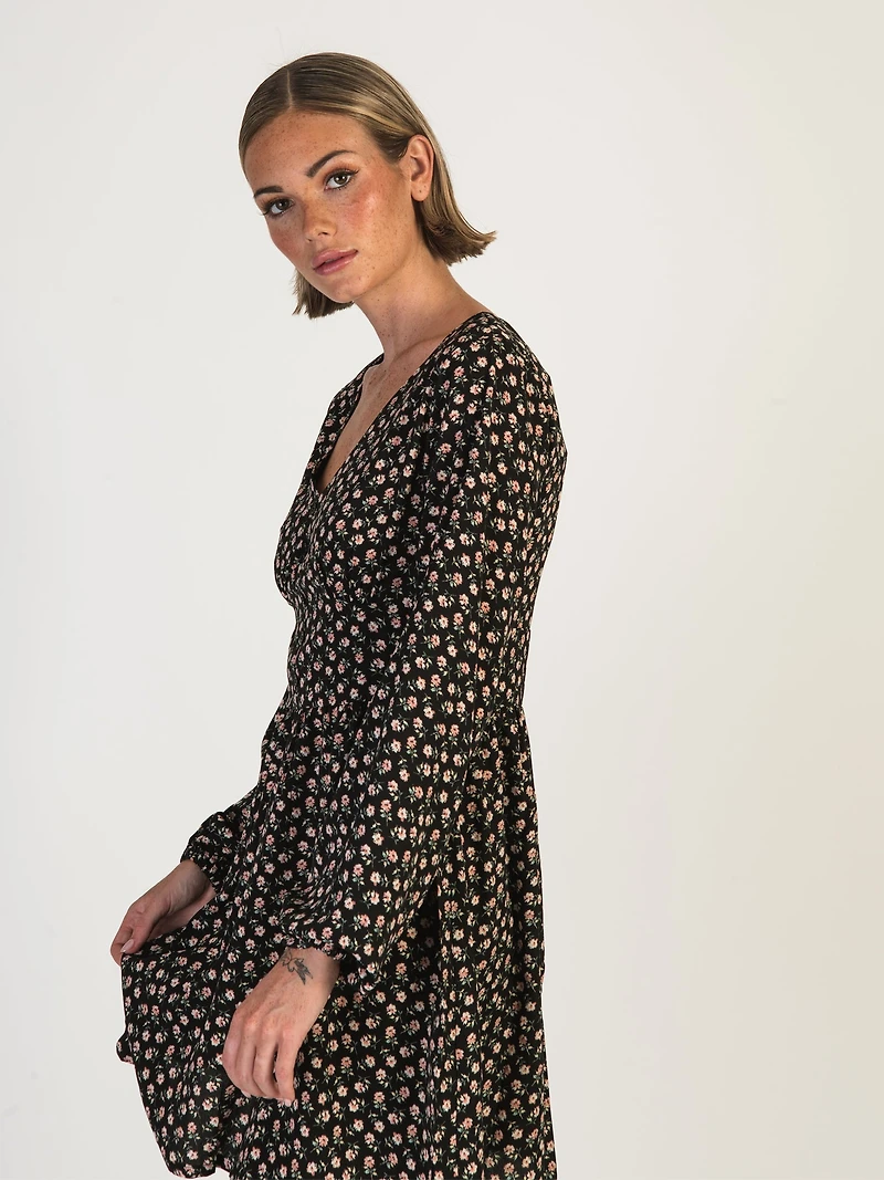 DAISY STREET LTD MINI BUTTON LONG SLEEVE SMOCK DRESS - CLEARANCE