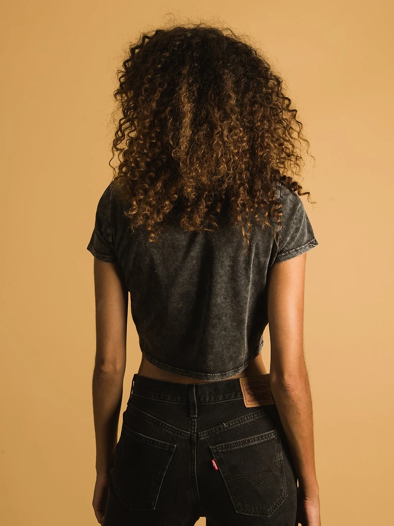 GUESS RAELYN GRID CROP T-SHIRT - DESTOCKAGE