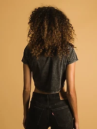GUESS RAELYN GRID CROP T-SHIRT - DESTOCKAGE