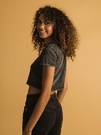 GUESS RAELYN GRID CROP T-SHIRT - DESTOCKAGE