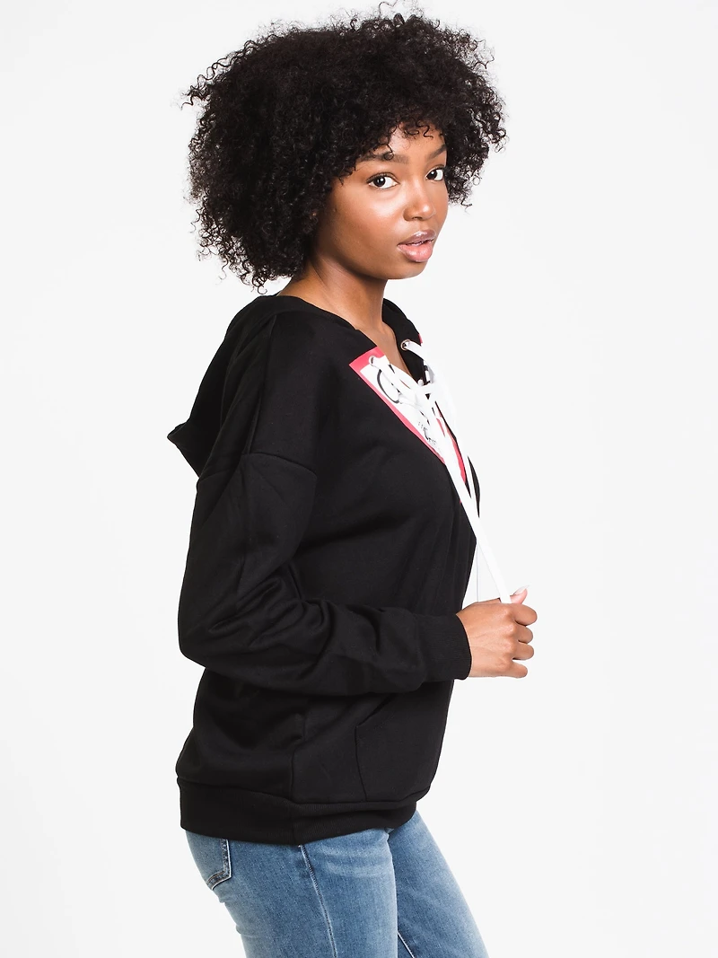 SWEAT-SHIRT À CAPUCHE TRIANGLE AVEC DENTELLE SUR LE DEVANT POUR FEMMES