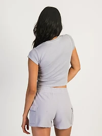 HARLOW RIBBED SHORT SLEEVE BABY TEE - LAVENDER CLEARANCE