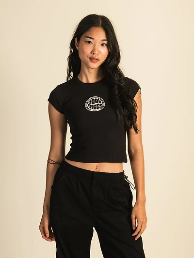 HARLOW RIBBED BABY PRINT TEE - COAL CLEARANCE