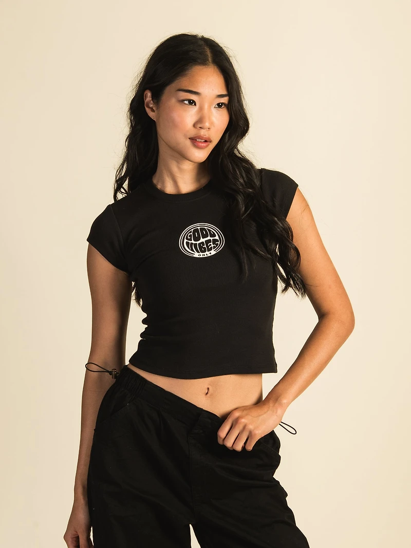 HARLOW RIBBED BABY PRINT TEE - COAL CLEARANCE