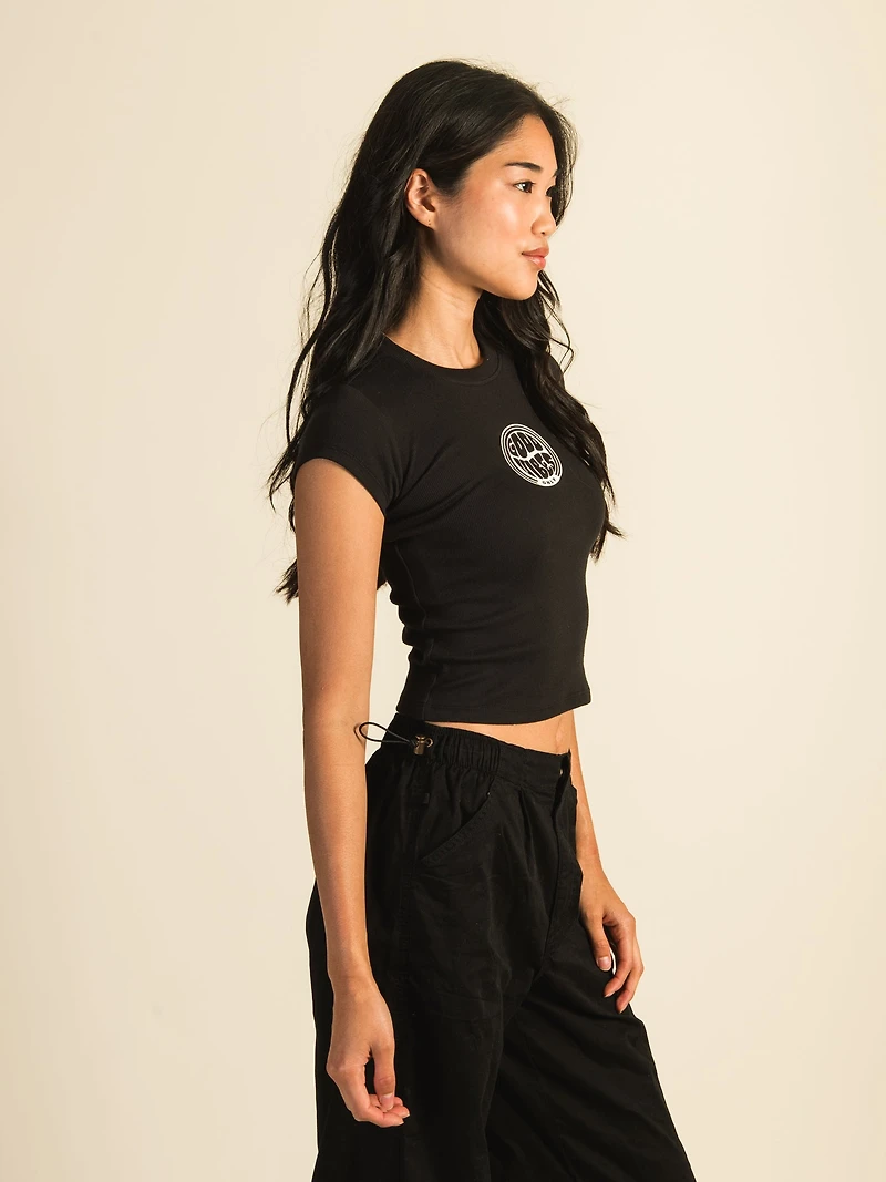 HARLOW RIBBED BABY PRINT TEE - COAL CLEARANCE