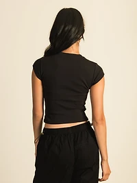 HARLOW RIBBED BABY PRINT TEE - COAL CLEARANCE