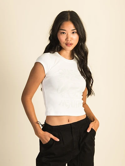 HARLOW RIBBED BABY PRINT TEE - WHITE CLEARANCE