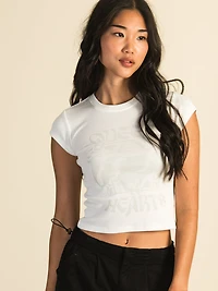 HARLOW RIBBED BABY PRINT TEE - WHITE CLEARANCE