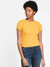 WOMENS WAFFLE CROPPED TEE - CLEARANCE