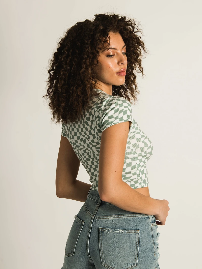 HARLOW RIBBED ALL OVER PRINT BABY TEE - CLEARANCE