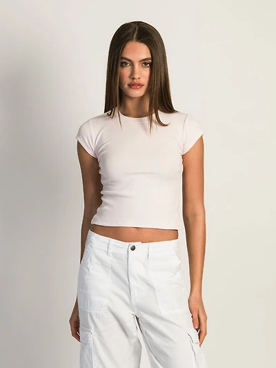 HARLOW RIBBED BABY TEE - PINK CLEARANCE