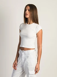 HARLOW RIBBED BABY TEE - WHITE CLEARANCE