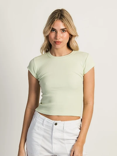 HARLOW RIBBED BABY TEE - SAGE CLEARANCE