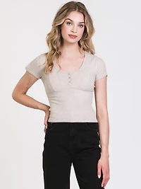 TEE-SHIRT CARA HENLEY MIXTE POUR FEMMES