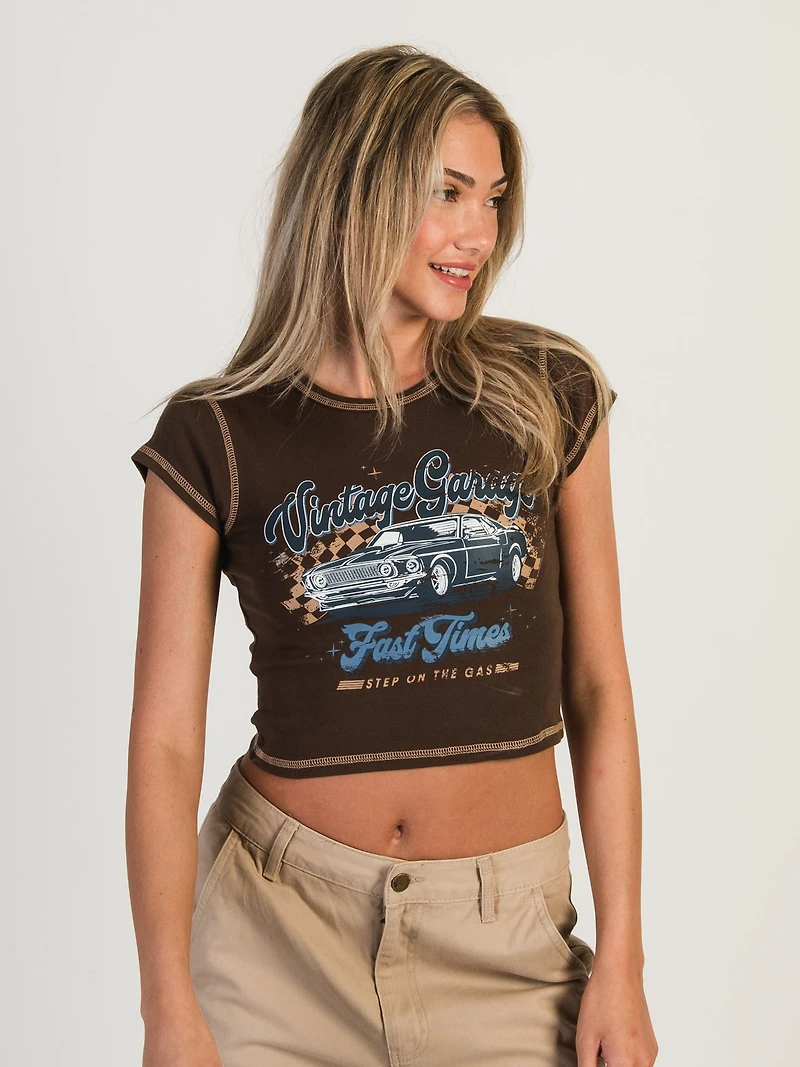 HARLOW GABBY SHORT SLEEVE BABY TEE - CHOCOLATE CLEARANCE