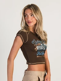 HARLOW GABBY SHORT SLEEVE BABY TEE - CHOCOLATE CLEARANCE