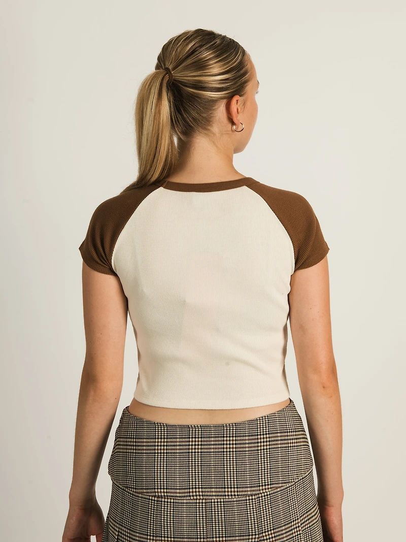 HARLOW COLOURBLOCK RAGLAN - COGNAC CLEARANCE