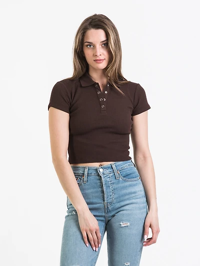 WOMENS WAFFLE SNAP HENLEY