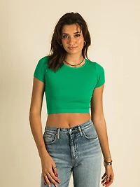 HARLOW RIBBED SEAMLESS TEE - CLEARANCE