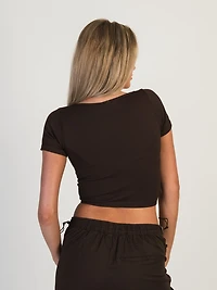 T-SHIRT SANS COUTURES CARRÉ HARLOW - CHOCOLAT DÉGAGEMENT