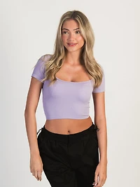 HARLOW SQUARE SEAMLESS T-SHIRT - LAVENDER CLEARANCE