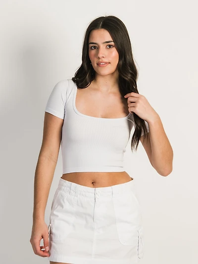 T-shirt sans couture à col carré HARLOW - LILAS LIQUIDATION