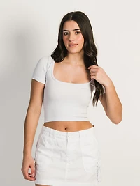 T-shirt sans couture à col carré HARLOW - LILAS LIQUIDATION