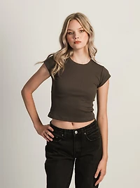 HARLOW ESSENTIAL RIBBED BABY TEE - CHARCOAL