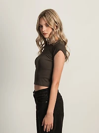 HARLOW ESSENTIAL RIBBED BABY TEE - CHARCOAL