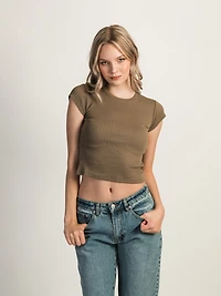 HARLOW ESSENTIAL RIBBED BABY TEE - MUSHROOM