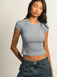 HARLOW ESSENTIAL RIBBED BABY TEE - DENIM