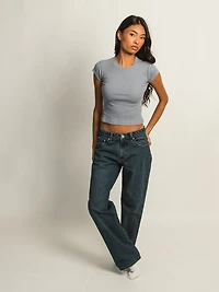 HARLOW ESSENTIAL RIBBED BABY TEE - DENIM