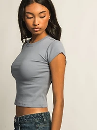 HARLOW ESSENTIAL RIBBED BABY TEE - DENIM