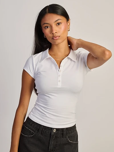 HARLOW SAWYER POLO TEE - WHITE