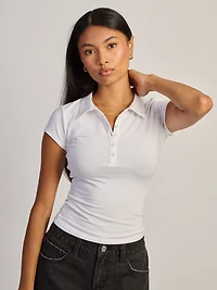 HARLOW SAWYER POLO TEE - WHITE