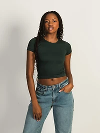 HARLOW RIBBED SEAMLESS TEE - FOREST CLEARANCE