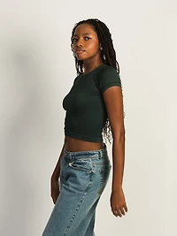 HARLOW RIBBED SEAMLESS TEE - FOREST CLEARANCE