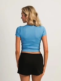 HARLOW RIBBED SEAMLESS TEE - ELECTRIC BLUE