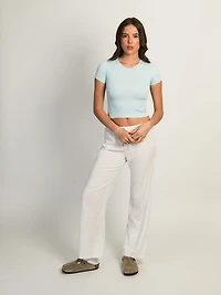 HARLOW RIBBED SEAMLESS TEE - LIGHT BLUE