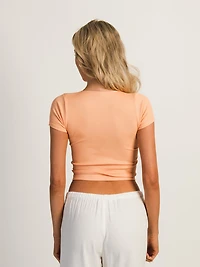 T-SHIRT HARLOW RIBBED SEAMLESS – PÊCHE