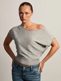 HARLOW SKYE SLOUCH TEE - HEATHER GREY