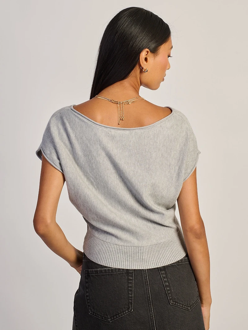 T-SHIRT HARLOW SKYE SLOUCH - GRIS CHINÉ