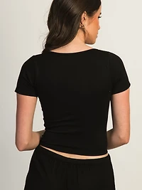 T-SHIRT COL CARRÉ HARLOW SEAMLESS - NOIR